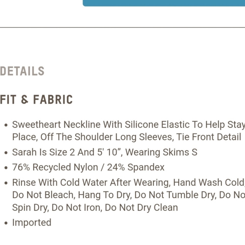 NWT Skims Long Sleeve Bikini Top turquoise size 3X - Picture 4 of 10